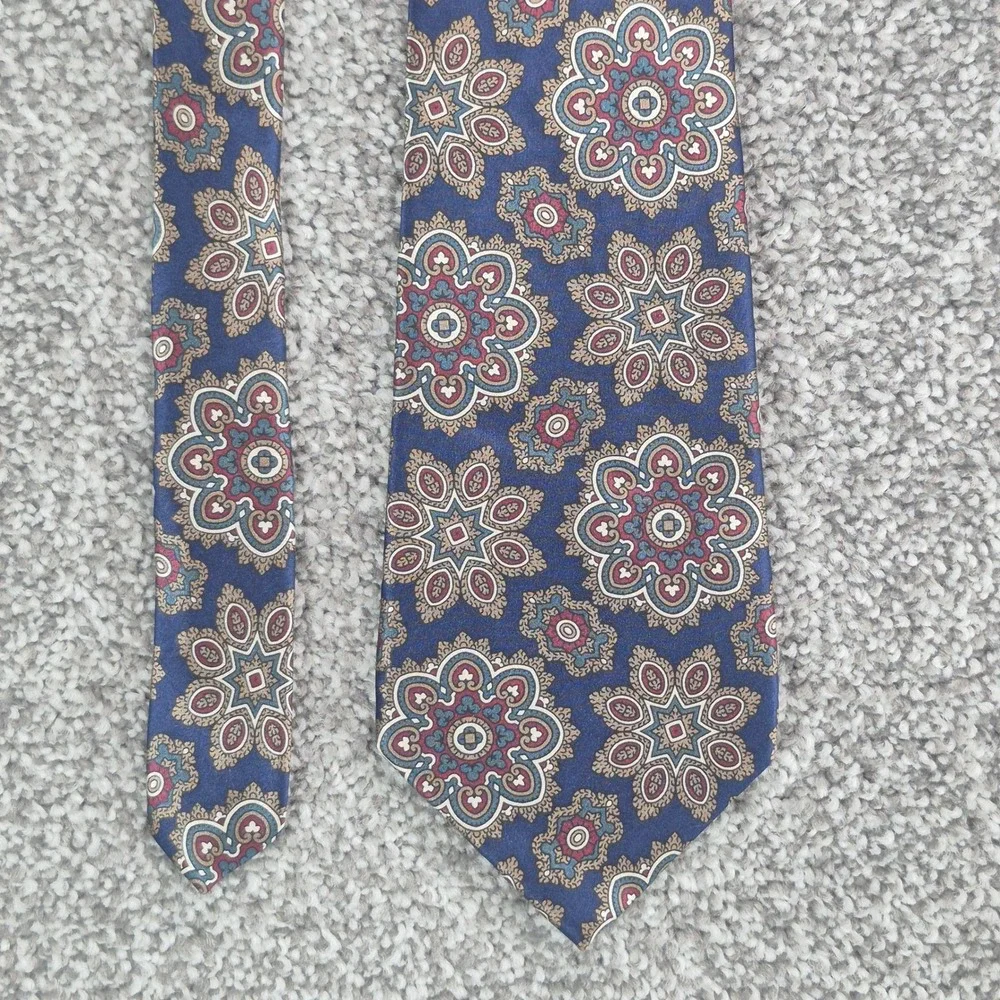 Christian Dior 100% Silk Neck Tie Mens Navy Abstract Print Made in USA